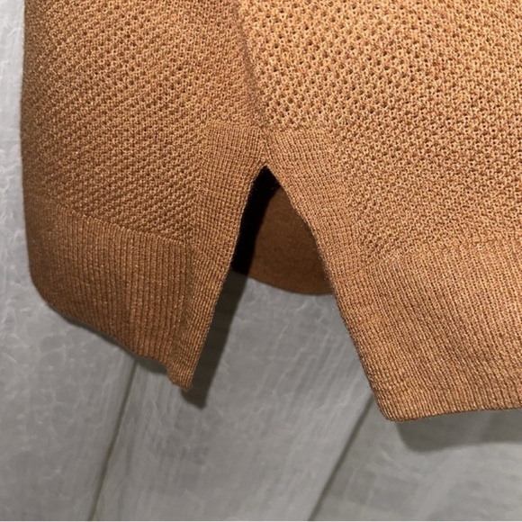 GAP L Ginger Brown High Low Crewneck Raglan Sleeve Knit Pullover Sweater - Picture 8 of 10